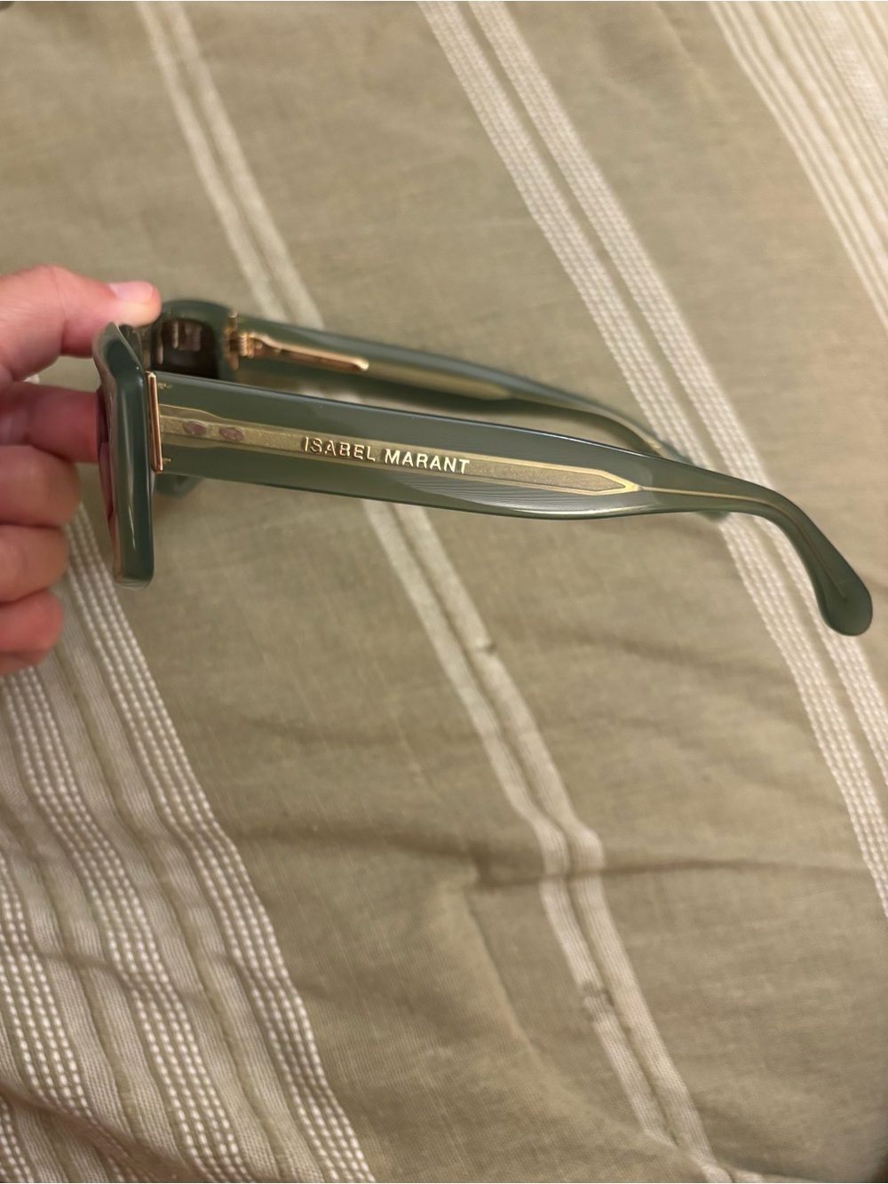 Isabel Marant Olive Green Rectangular Sunglasses with Dark Lenses - Picture 5 of 5